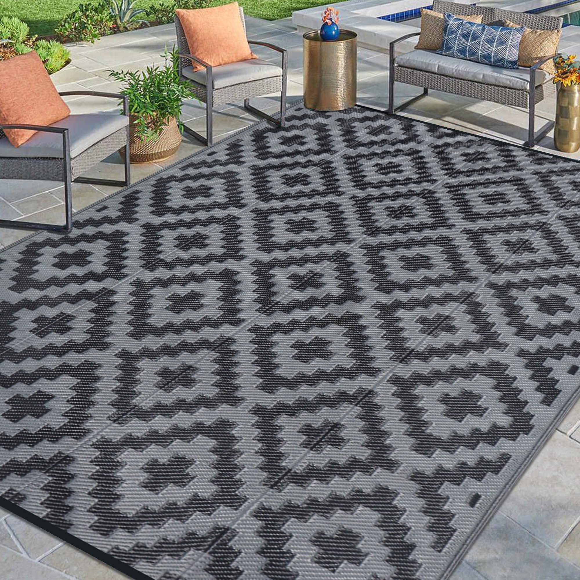 Amazon.com: SAND MINE Waterproof Outdoor Rug 9x12 ft, Plastic